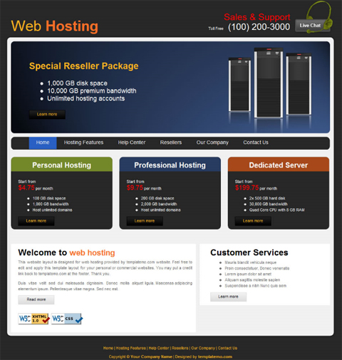 Free Html5 Web Hosting Templates