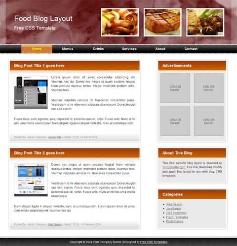 free web template - food blog
