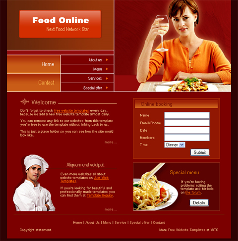 free web template - food online