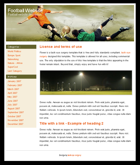 Short News Blog And Picture Galery  free football blog templates