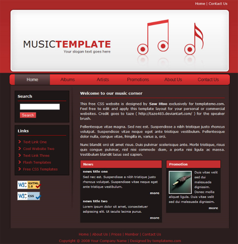 free web template - music note