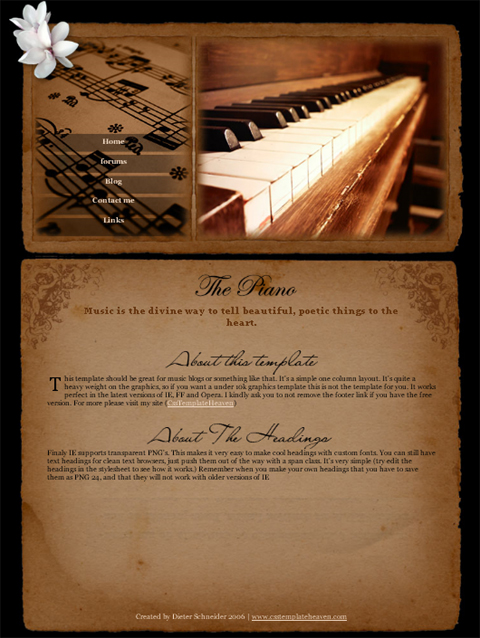 free web template - the piano