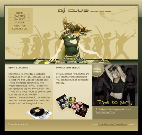 free web template DJ club