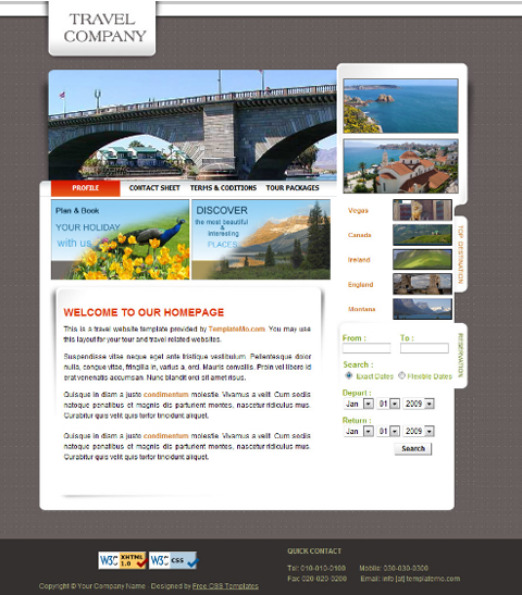 travel website template free