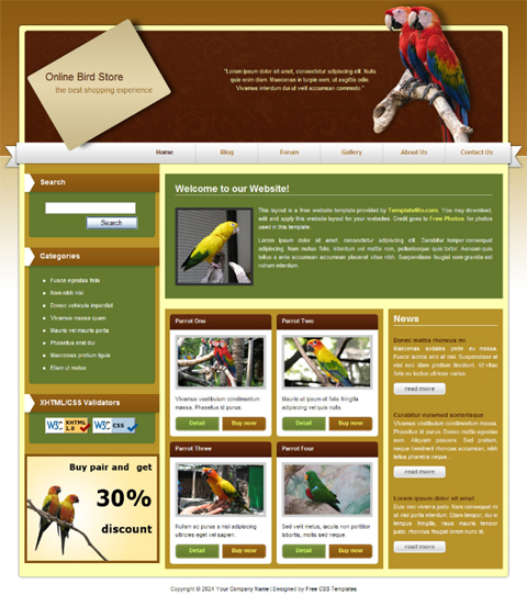 free web template - bird store