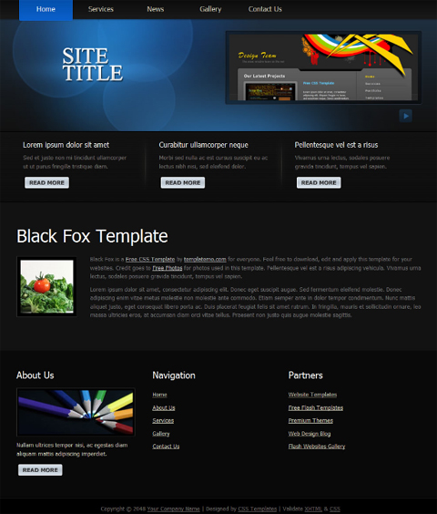 Black Website Template