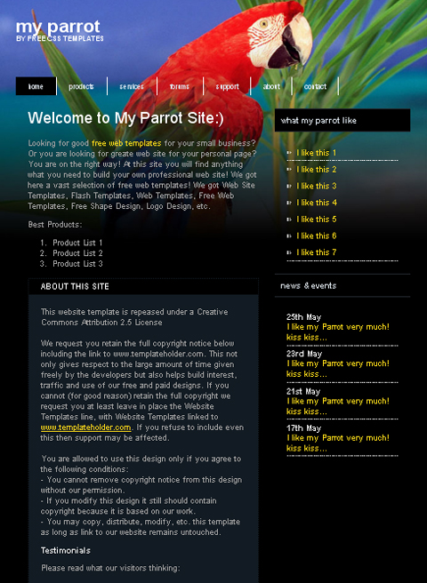 free web template - my parrot