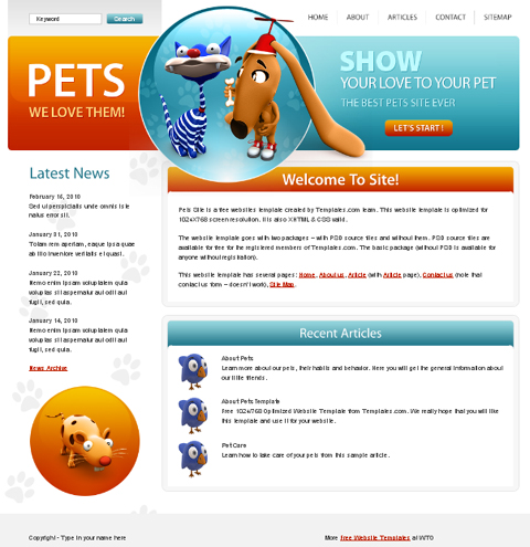 free web template - pets love