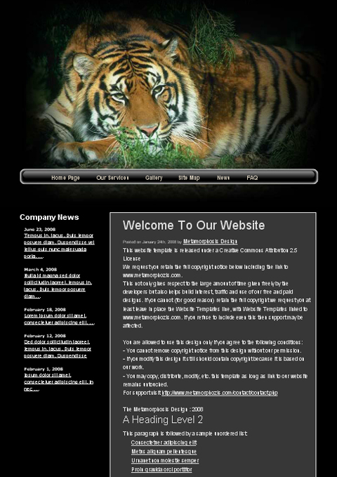 free web template - tiger