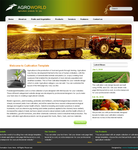 Jquery Agriculture Website Templates Free Download