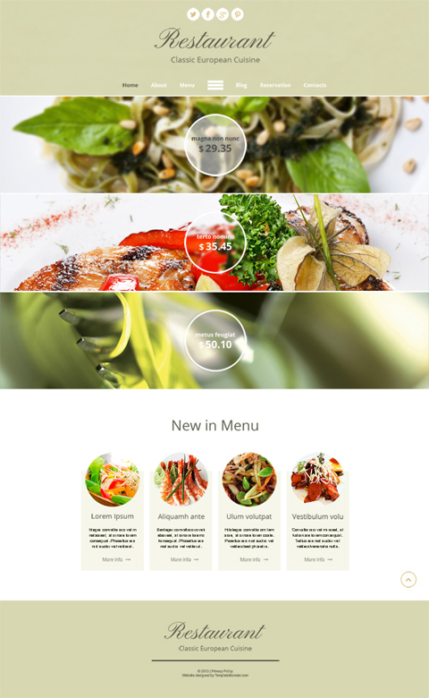 Free HTML5 Theme for Restaurant Site free website template