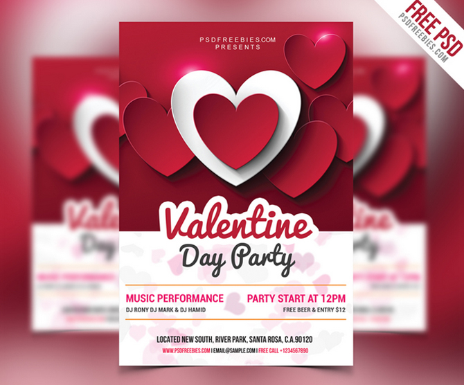 free valentine psd flyers