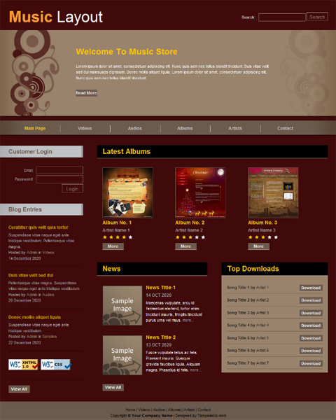 free music layout