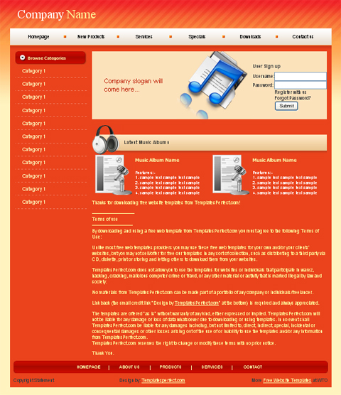 free web template - orange music