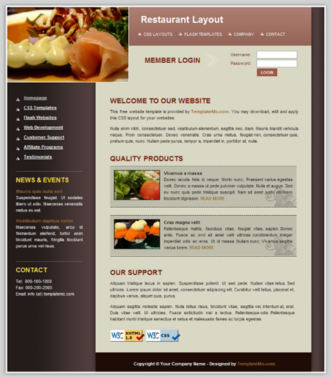 free web template - restaurant layout
