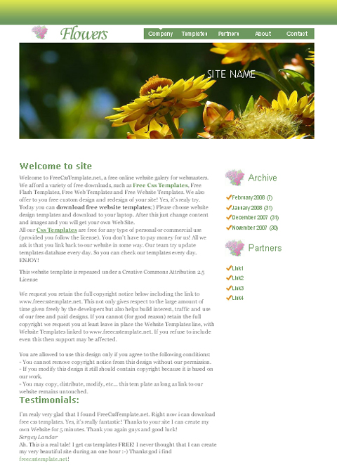 free web template - Spring-Yellow-Flowers