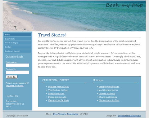 free web template - book my trip