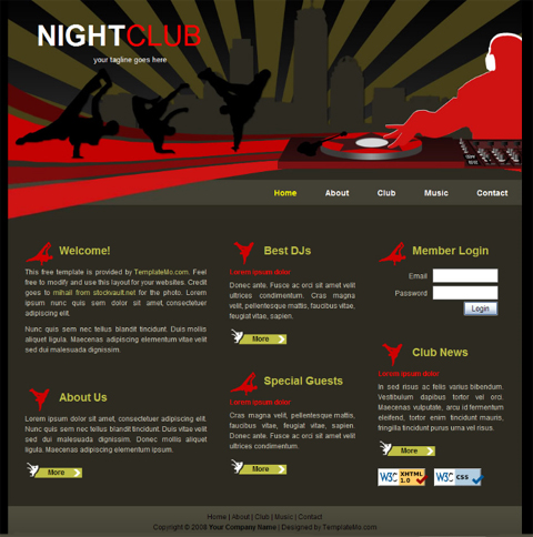 PMD Freebies Nightclub Web Templates Website Templates Blog DOC Download