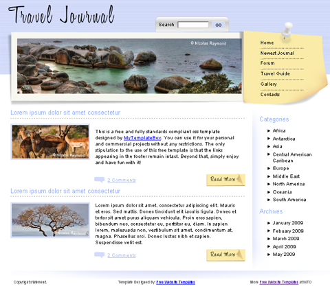 free web template - travel journal