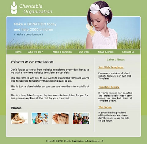 Free Charity Website Template