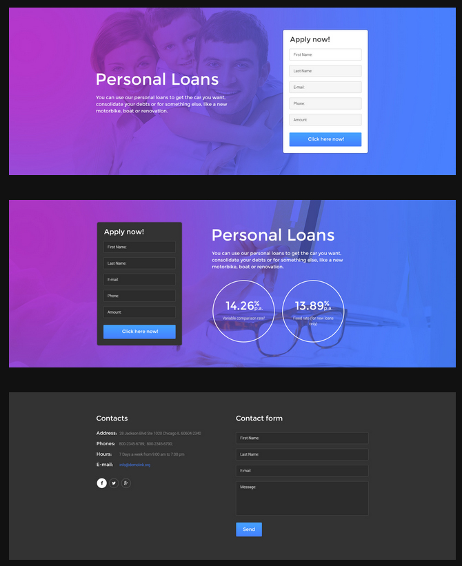 landing page predefined blocks