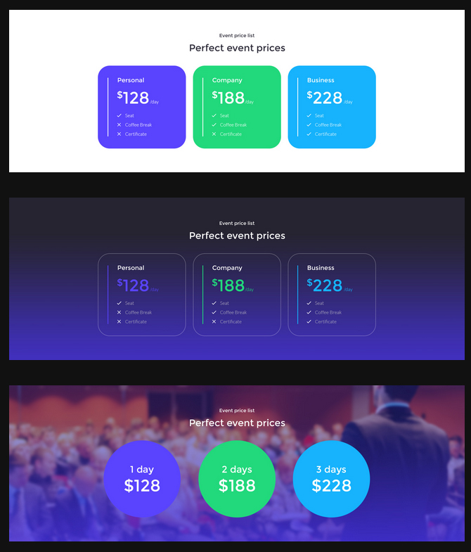 landing page predefined blocks