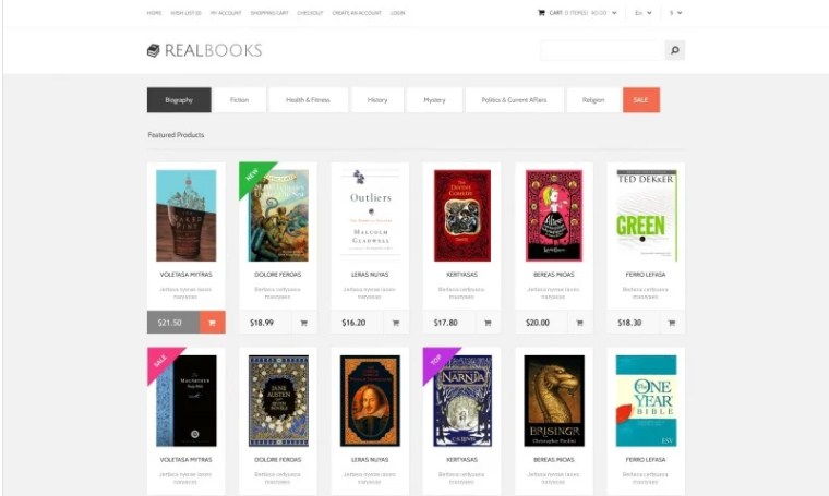 Books - OpenCart Free eCommerce website template