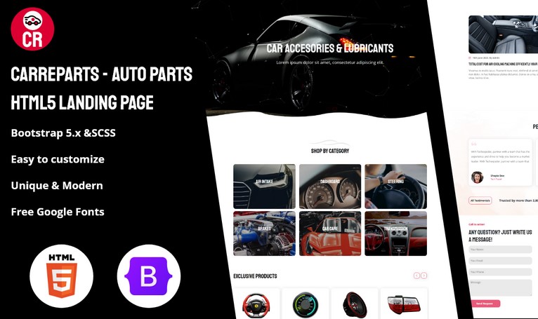 CarReparts - Free Landing Page Templates