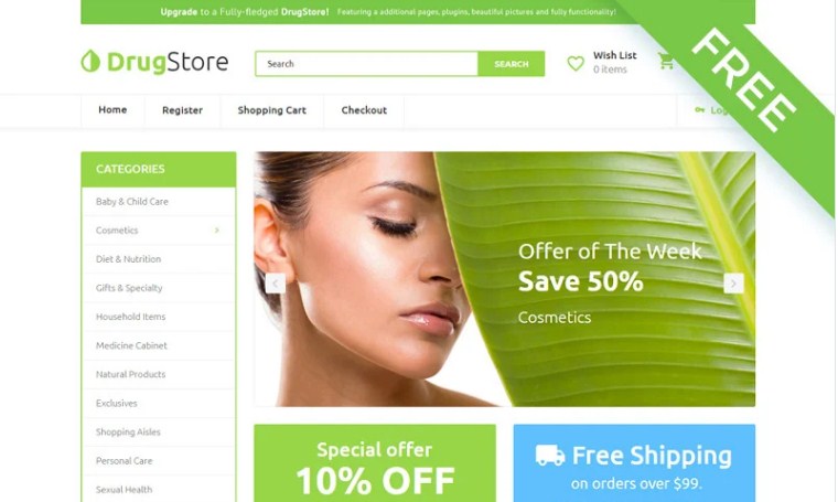 DrugStore - OpenCart Free eCommerce website template