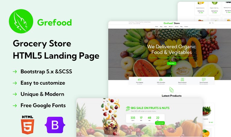 Grefood - HTML5 Landing Page Template