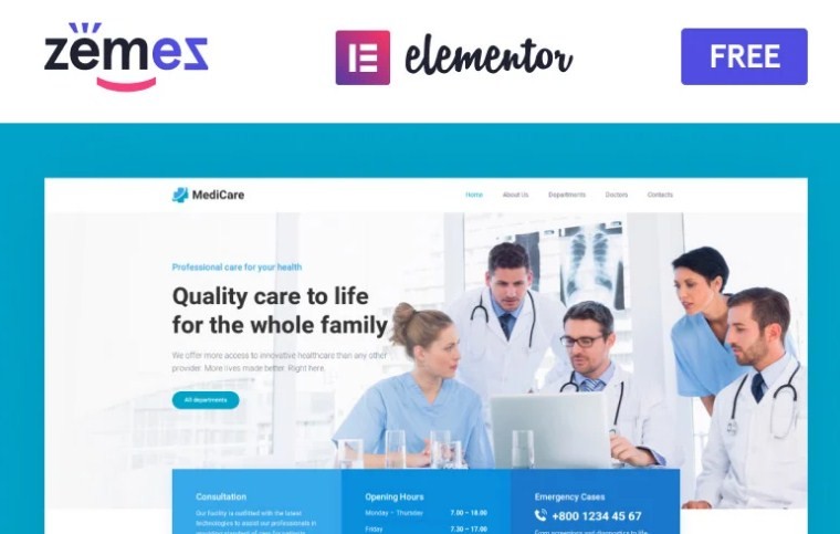 MediCare - Free Elementor Themes