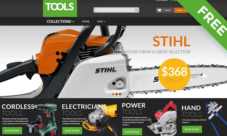 Tools Free Shopify Theme